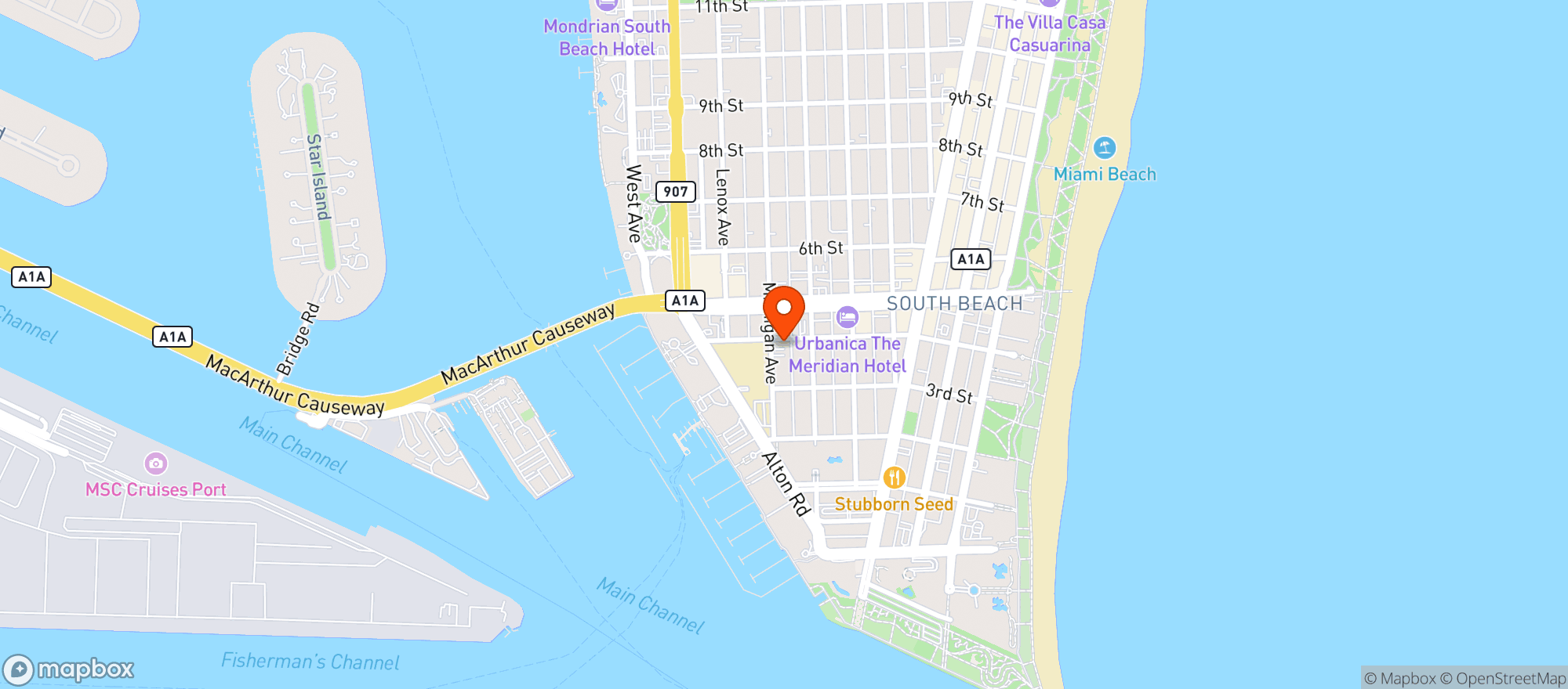 Map showing Sant Ambroeus Miami