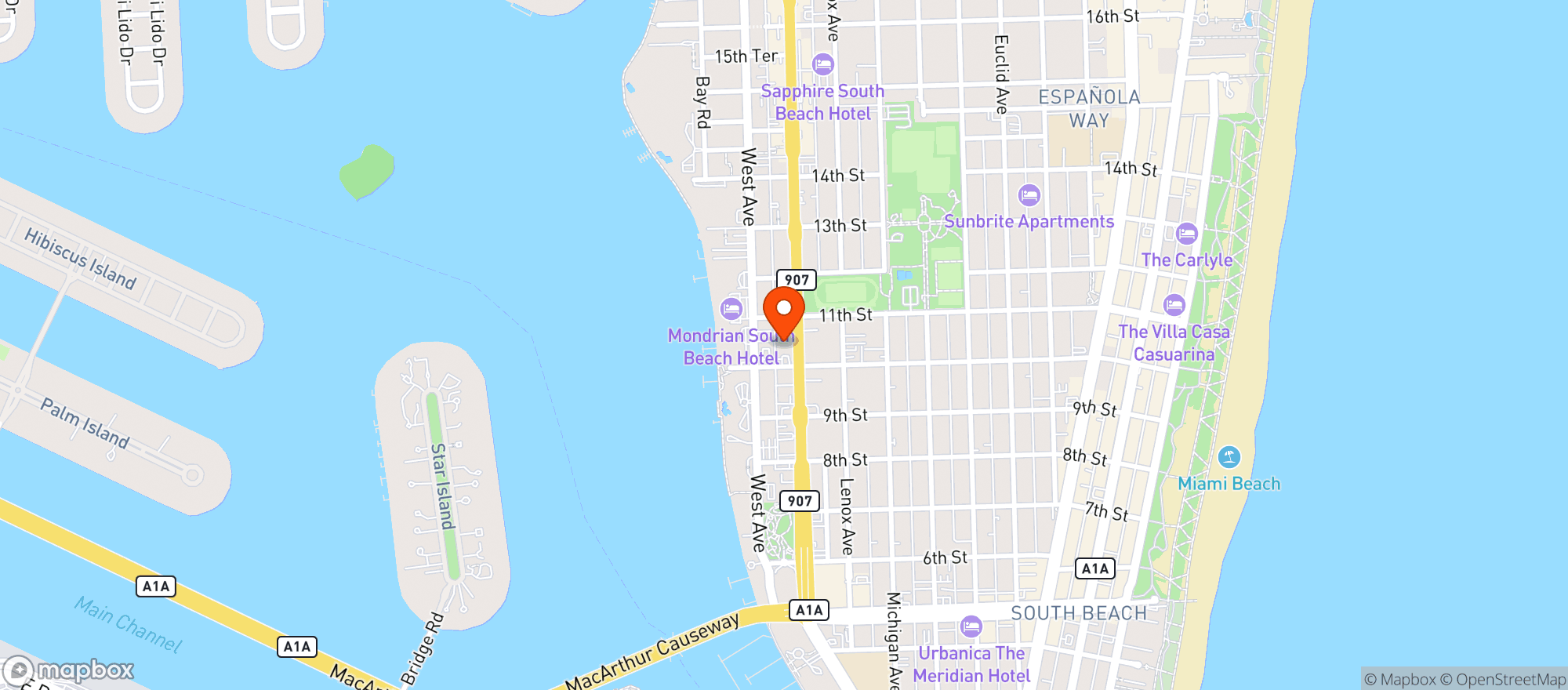Map showing Whole Foods Market - South Beach