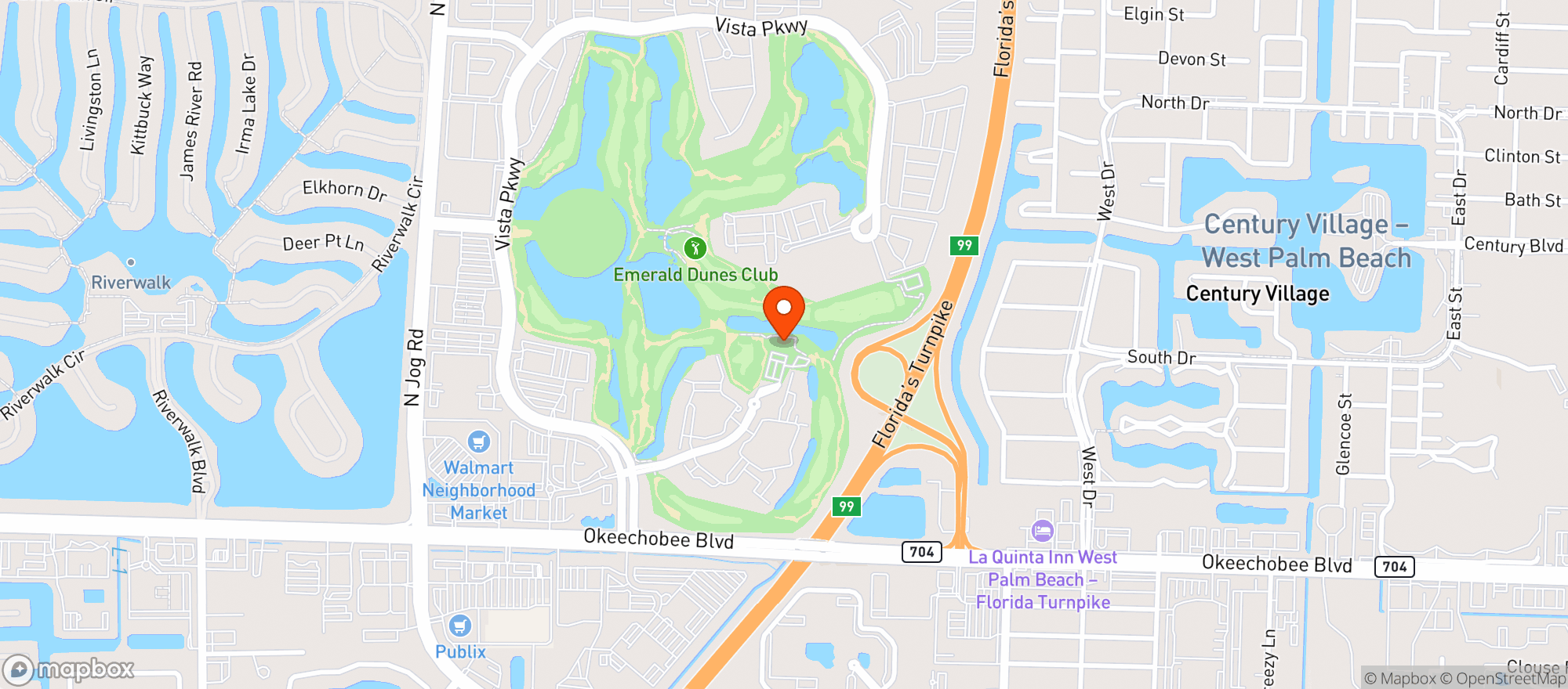 Map showing Emerald Dunes Golf Course