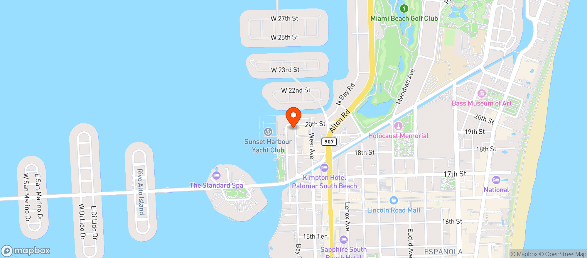 Map showing Lucali Miami - Bay Club