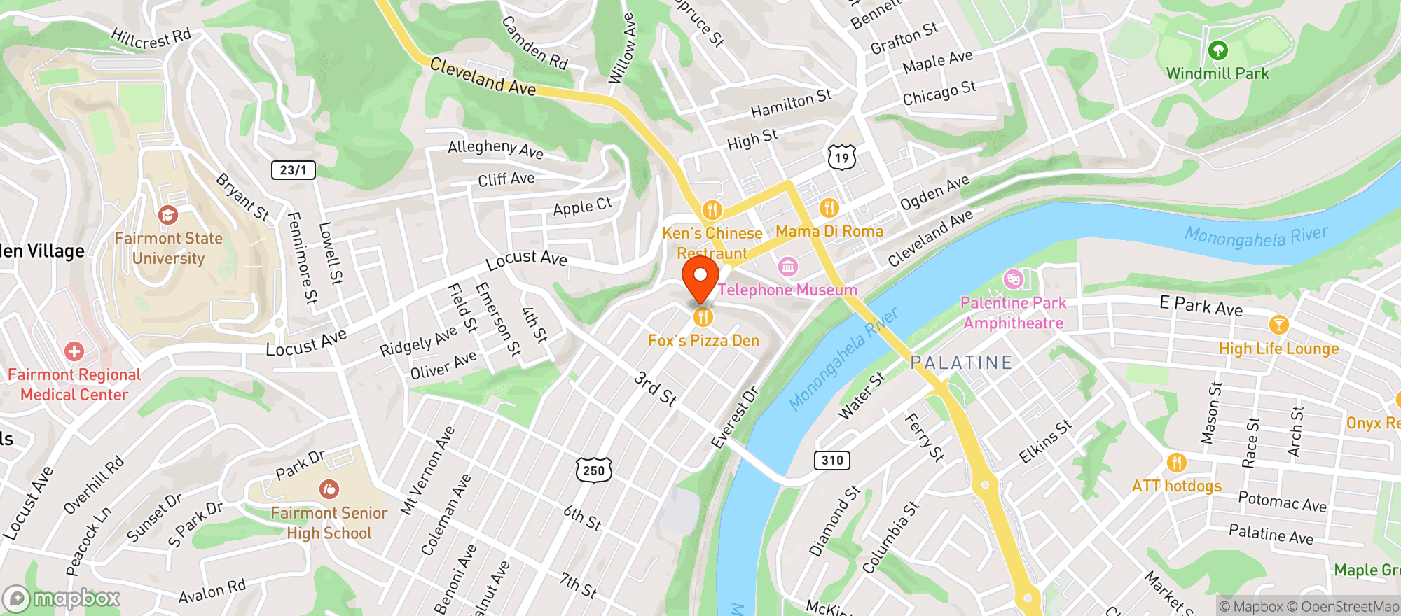 Map showing Mikey Cs Cuisine
