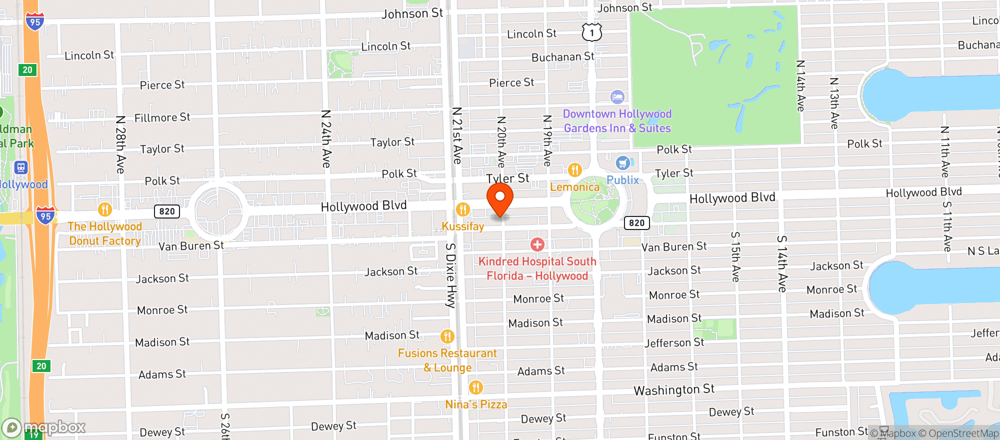 Map showing The Green Room - Hollywood