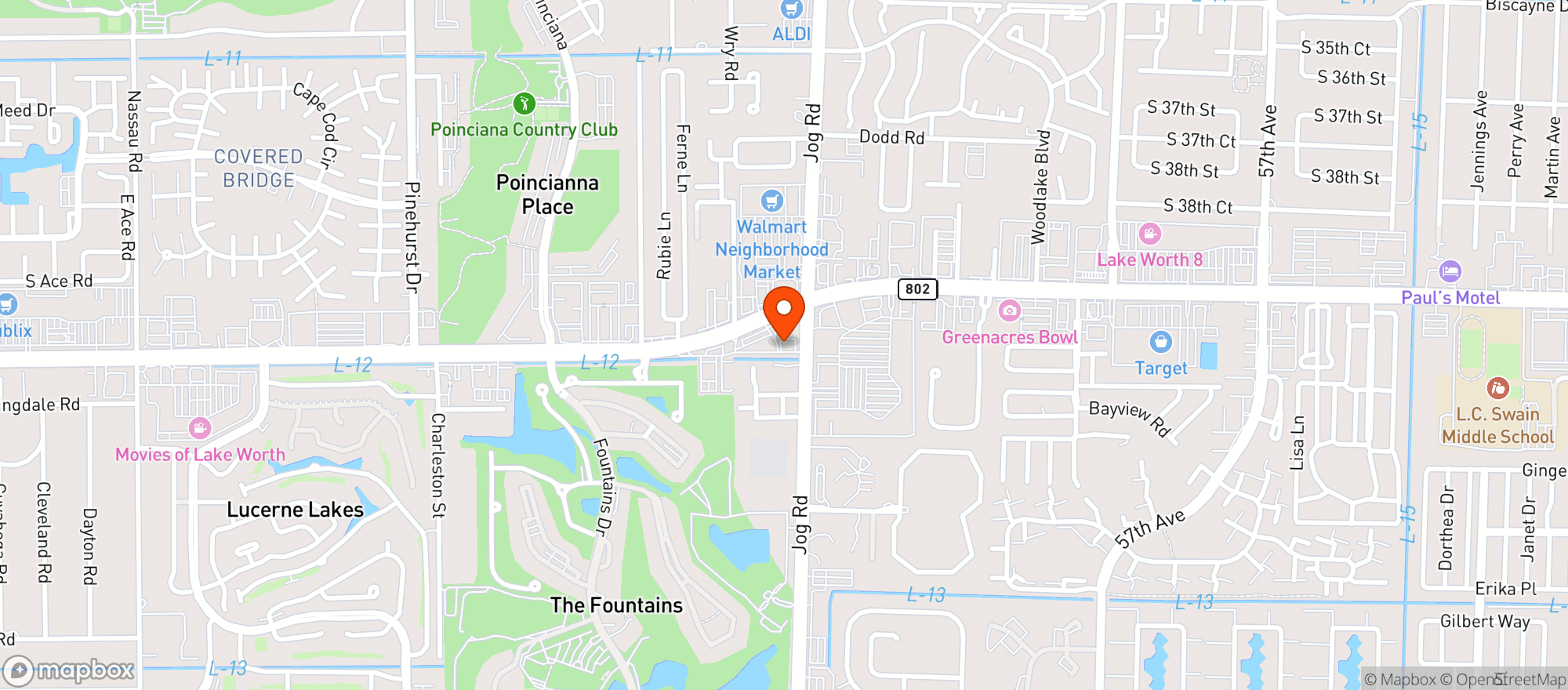 Map showing PTs Liquor Store
