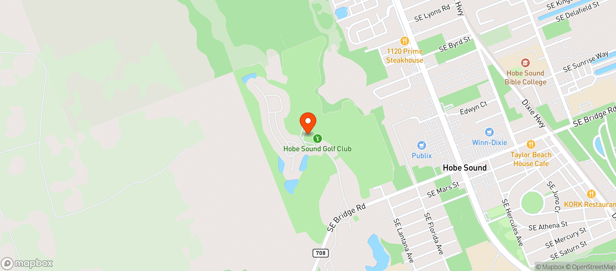 Map showing Hobe Sound Golf Club