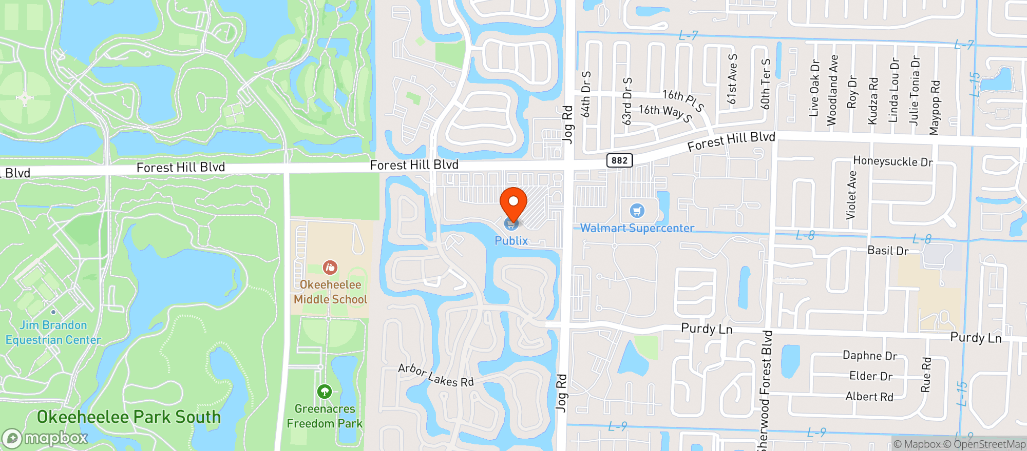 Map showing Publix