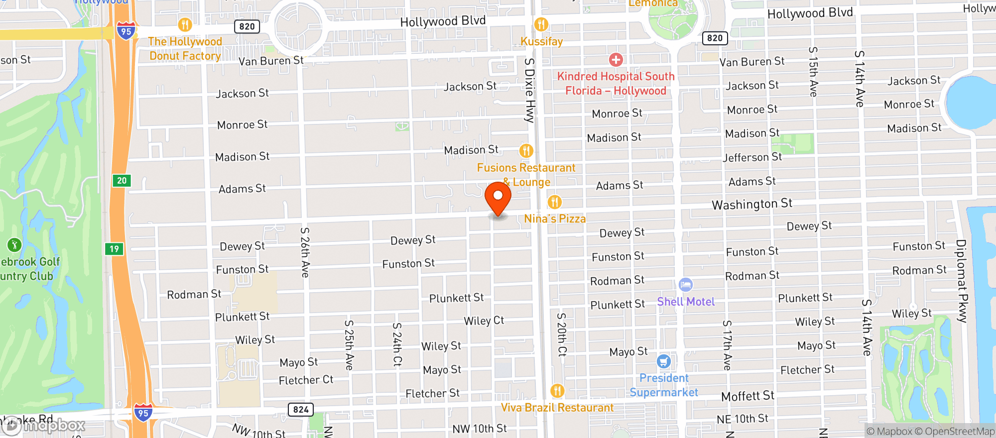 Map showing WASHINGTON FOOD STORE