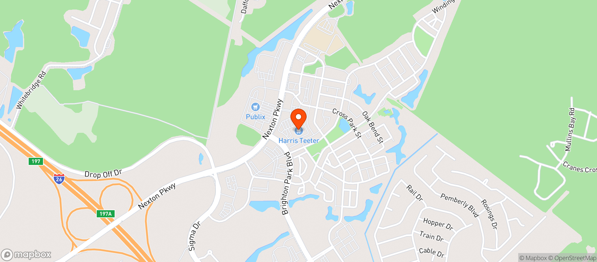 Map showing HARRIS TEETER (NEXTON)