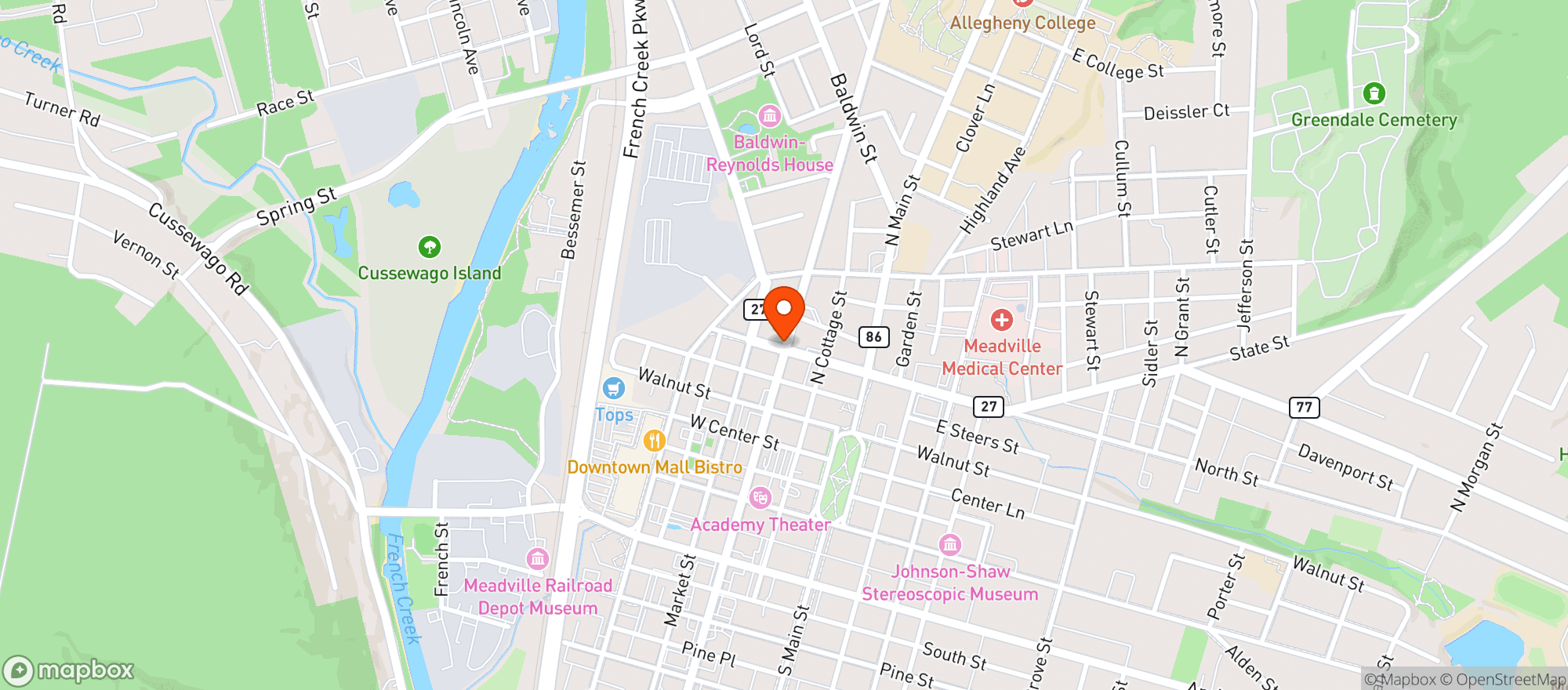 Map showing Meadville Bottling