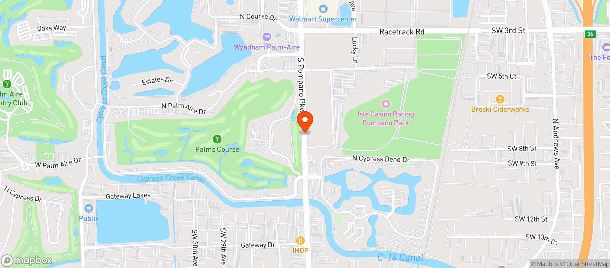 Map showing Harrahs