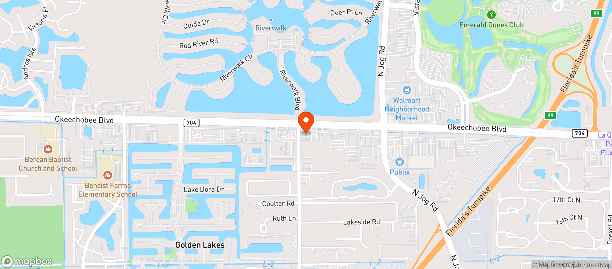 Map showing Chevron Food Mart Wpb