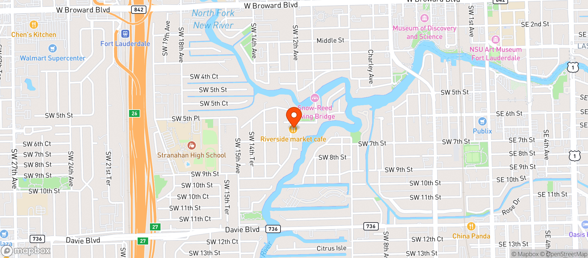 Map showing THE RIVERSIDE MARKET