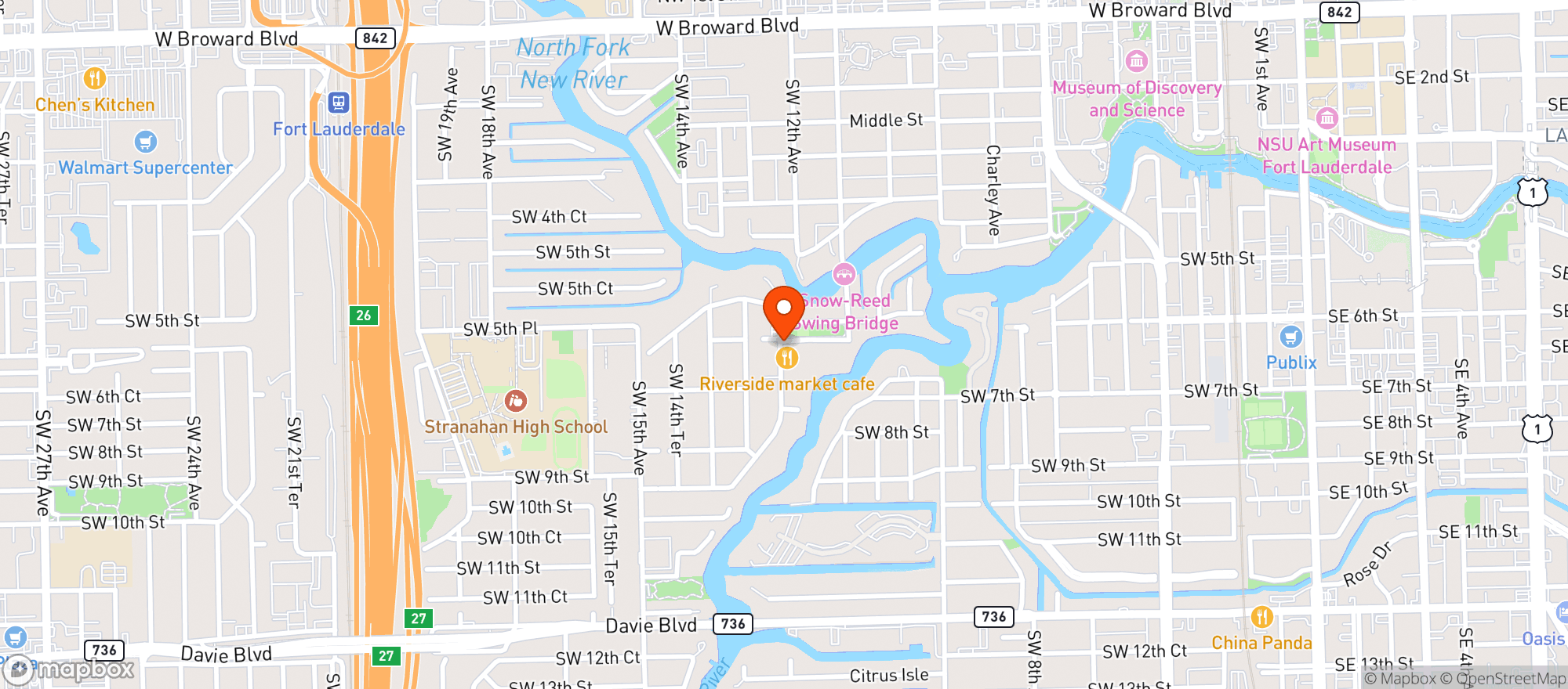 Map showing Riverside Market Cafe - Fort Lauderdale
