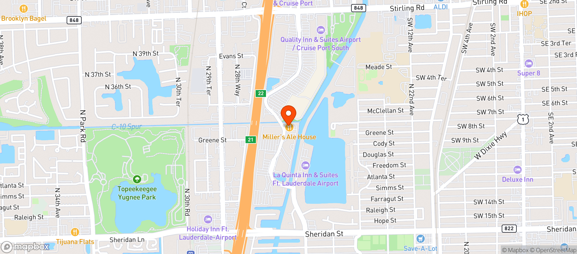 Map showing Millers Ale House