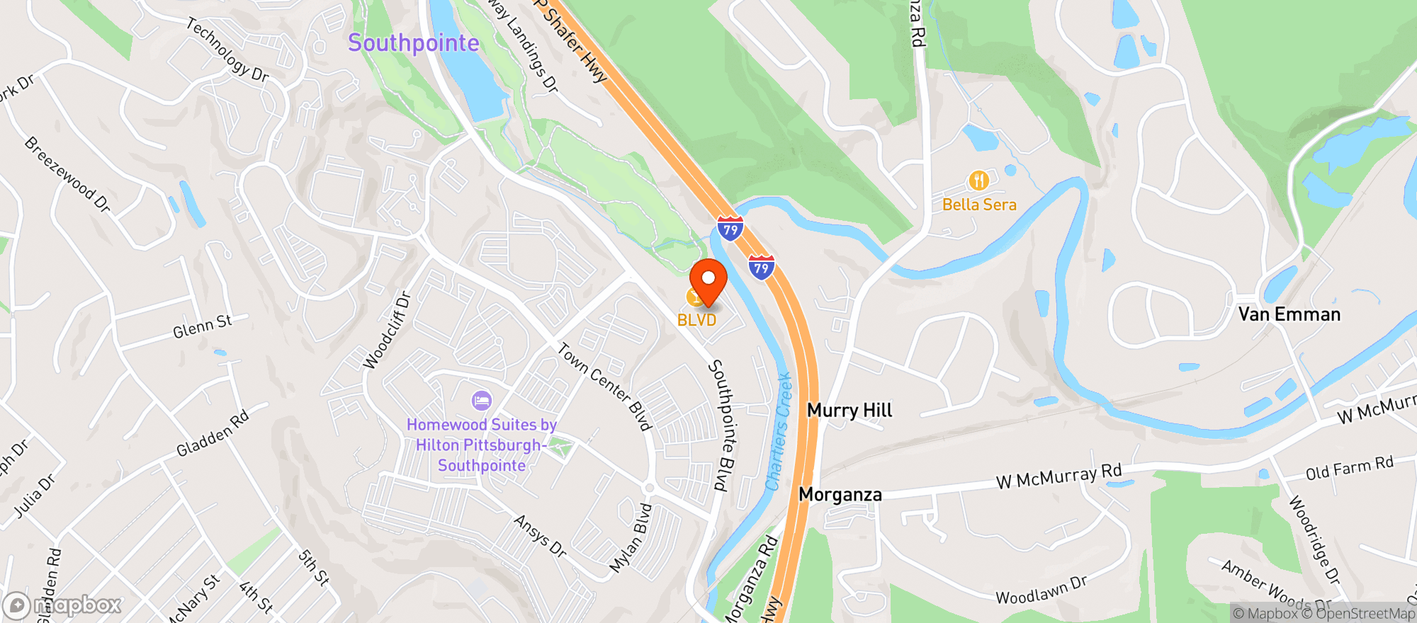 Map showing Bubbas Gourmet Burghers