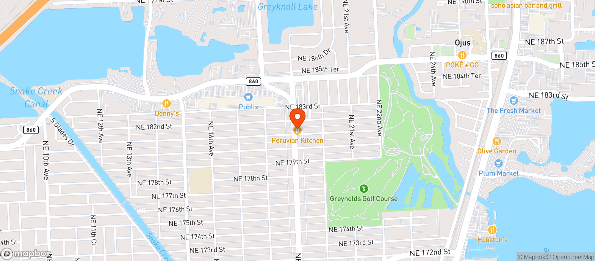Map showing Spinnakers Bar & Grill
