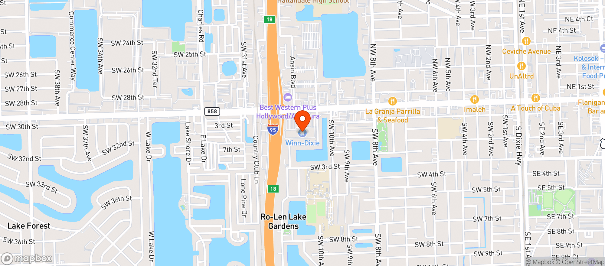Map showing Winn Dixie - 0203