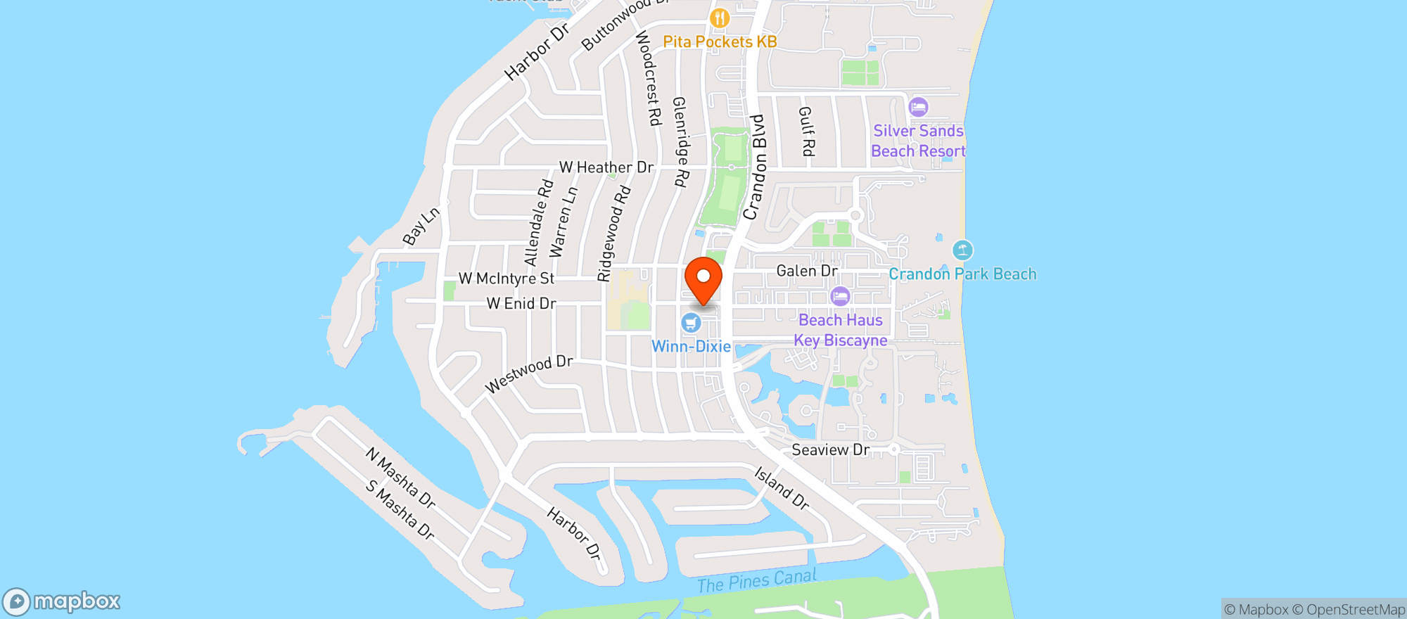 Map showing Winn Dixie