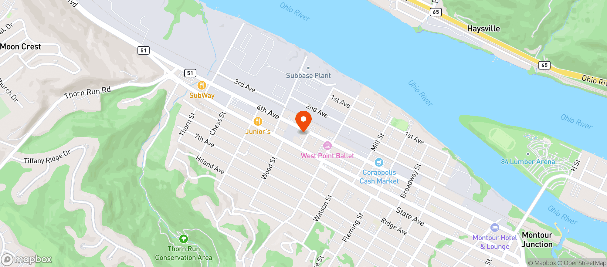 Map showing Grogan Bev Co