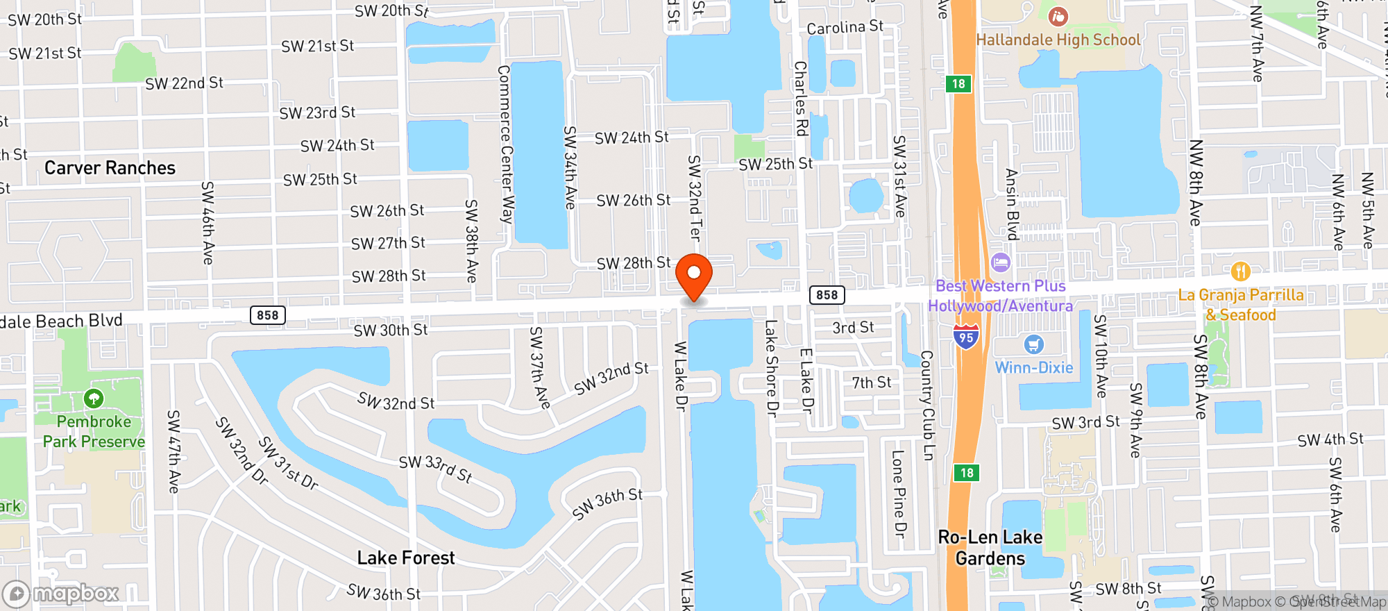 Map showing Frenchies Bar & Grill