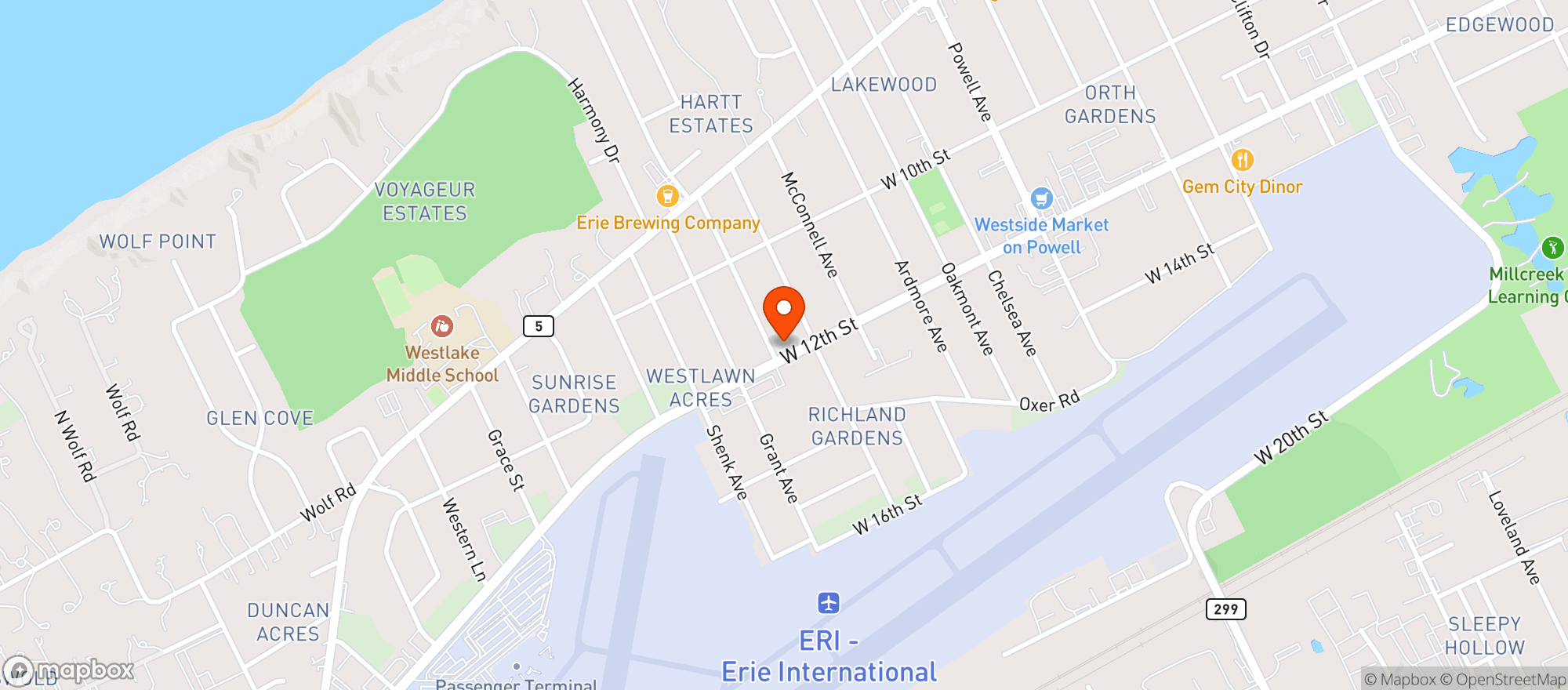 Map showing 12th Street Pub