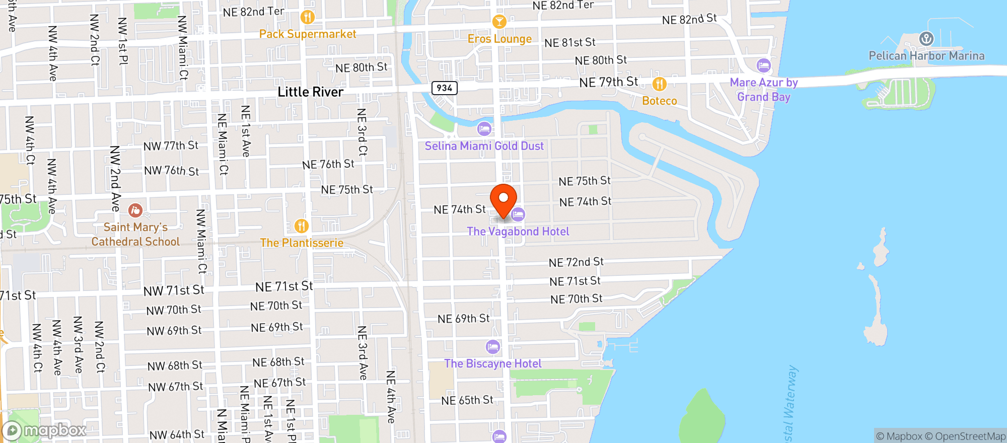 Map showing The Vagabond Hotel