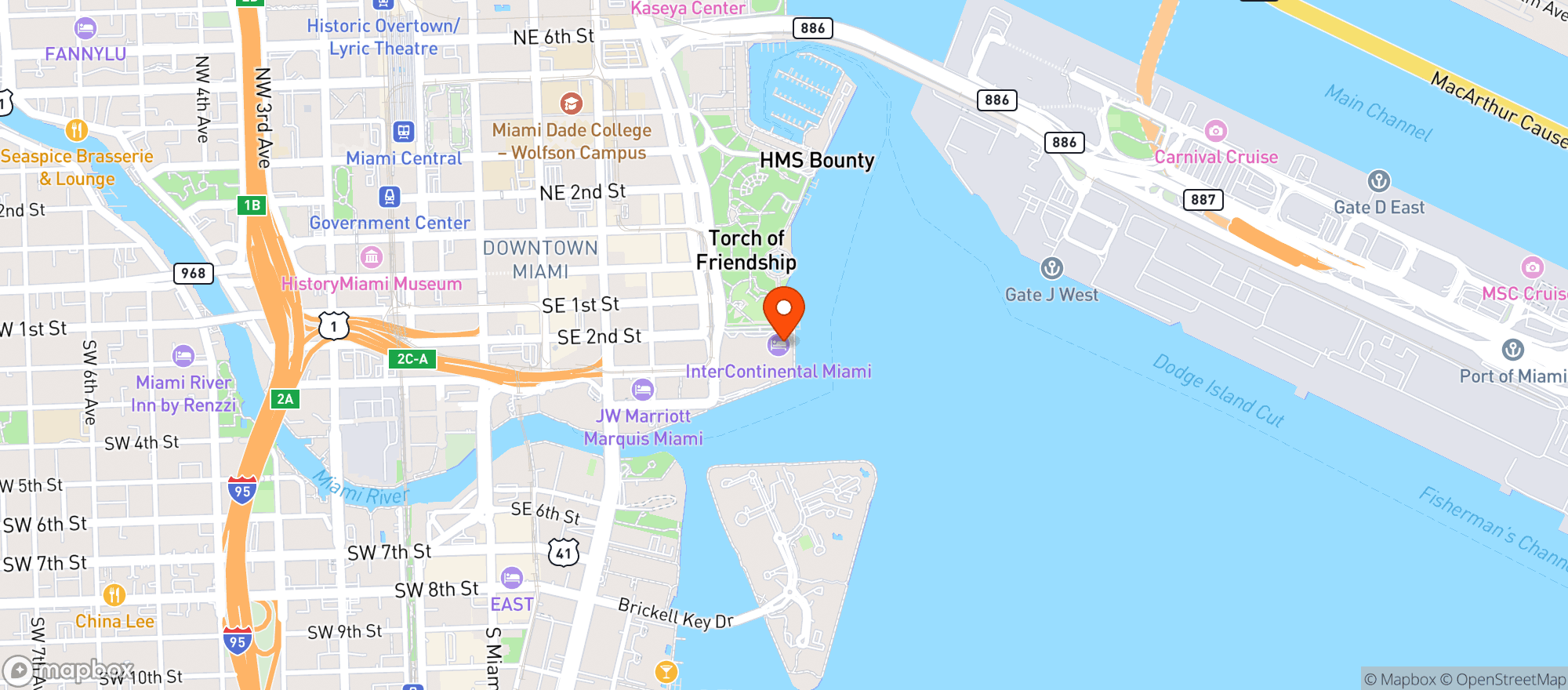 Map showing Intercontinental Hotels #miaha