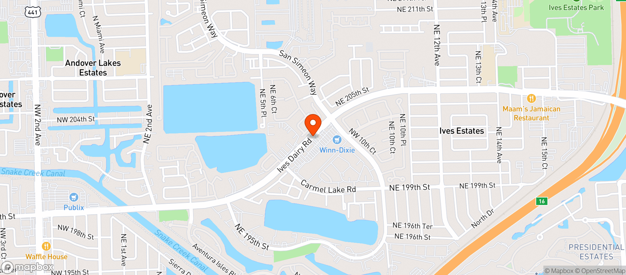Map showing Winn Dixie