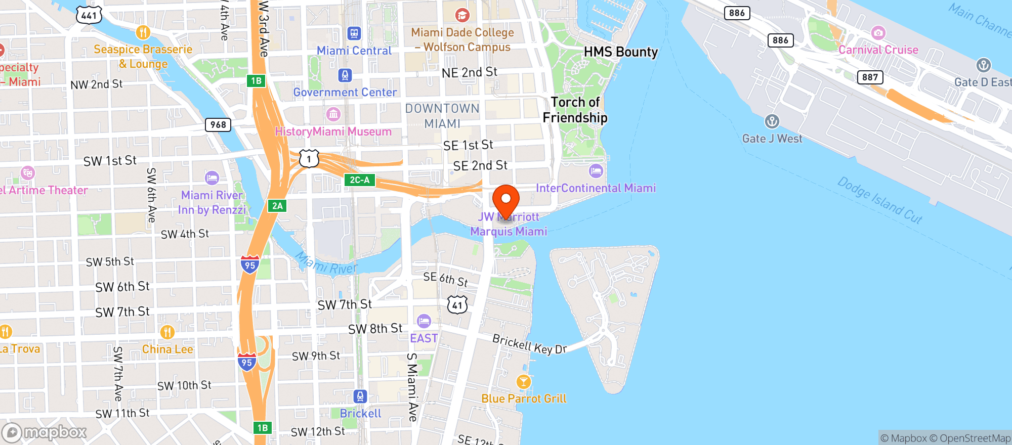 Map showing Kimpton Epic Hotel #miaep