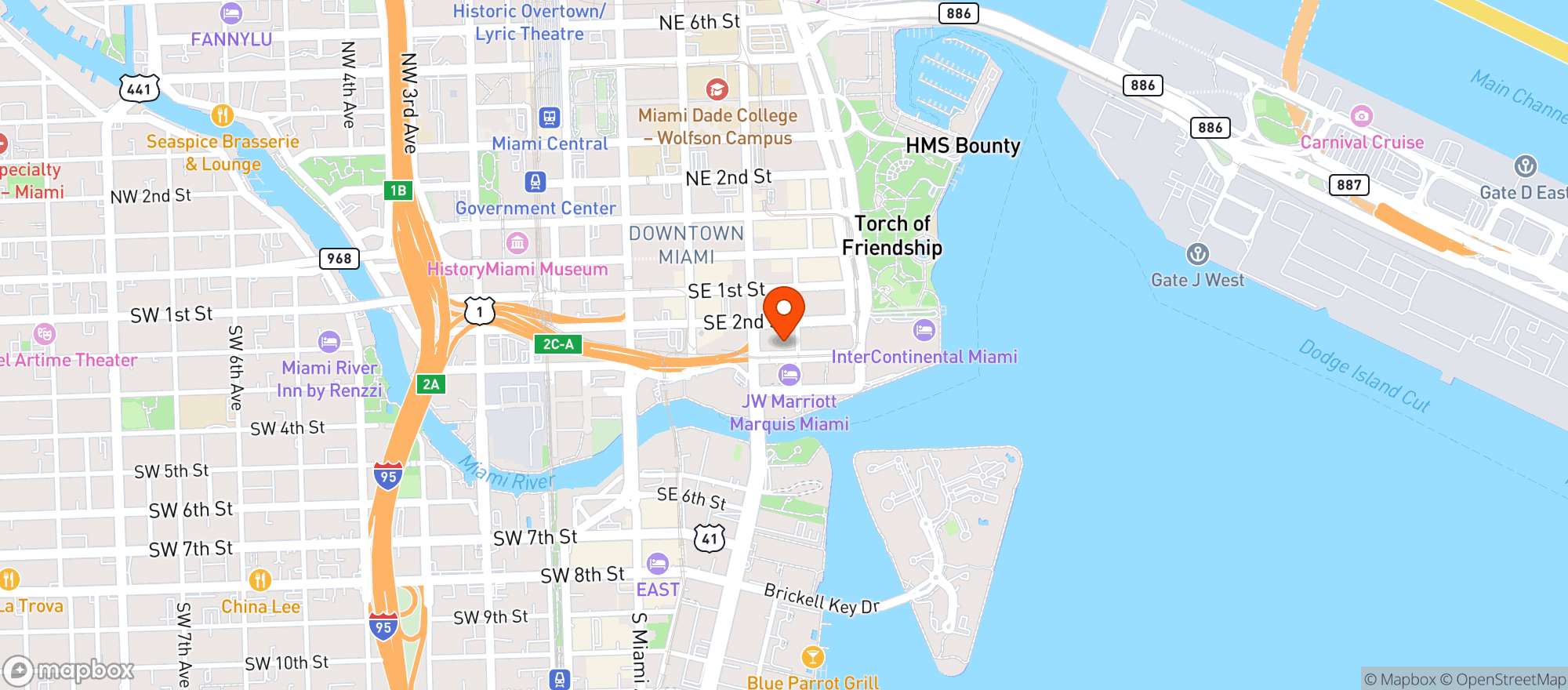 Map showing WHOLE FOODS MARKET - MIAMI