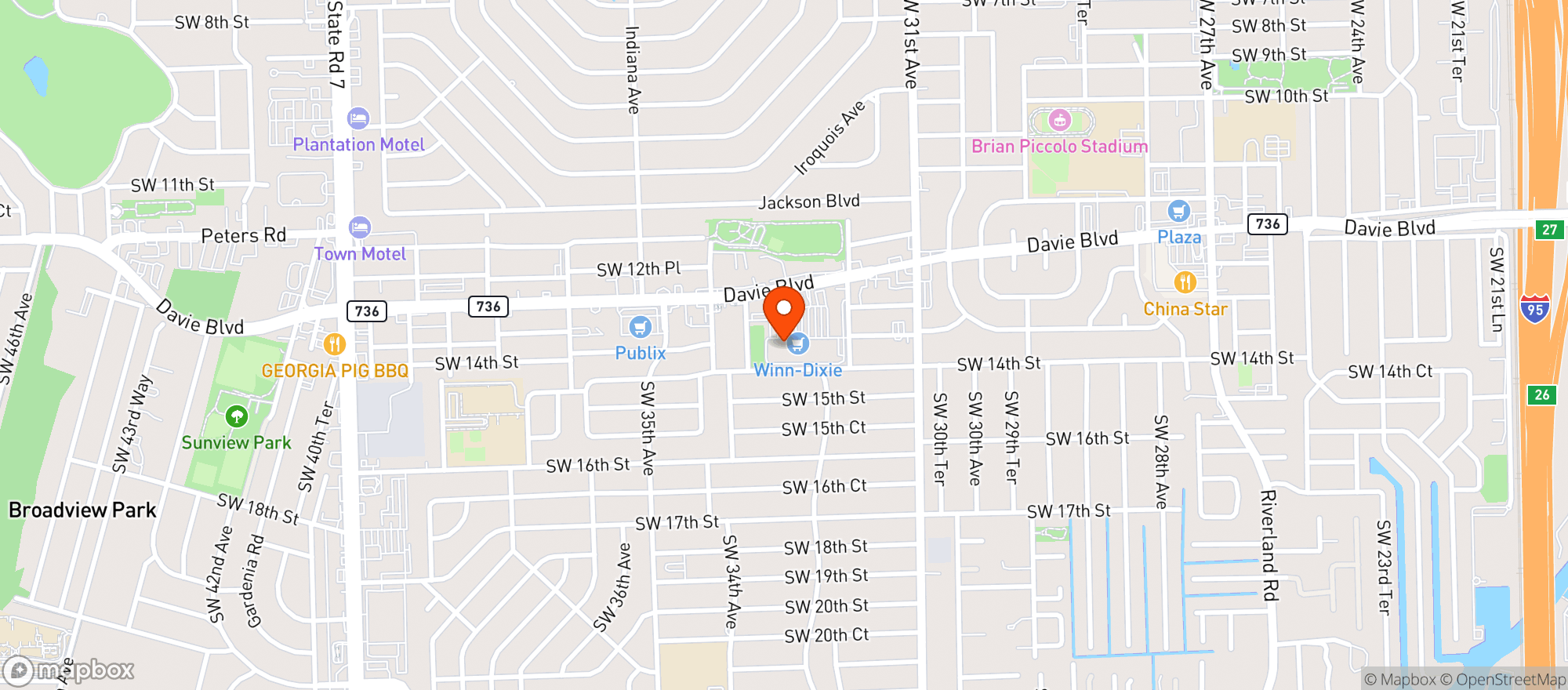 Map showing Winn Dixie