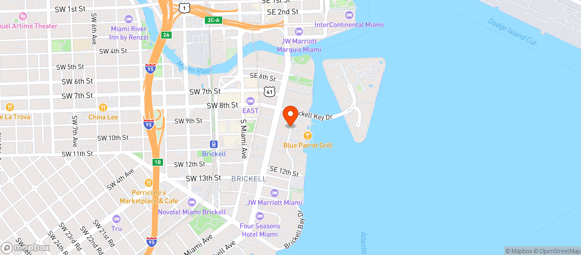 Map showing Brickell Wine Bank