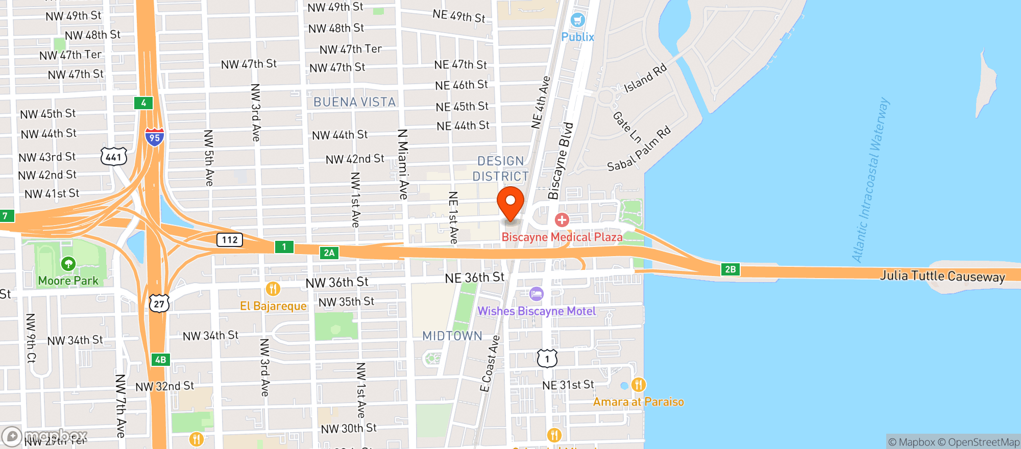 Map showing Mother Wolf Miami