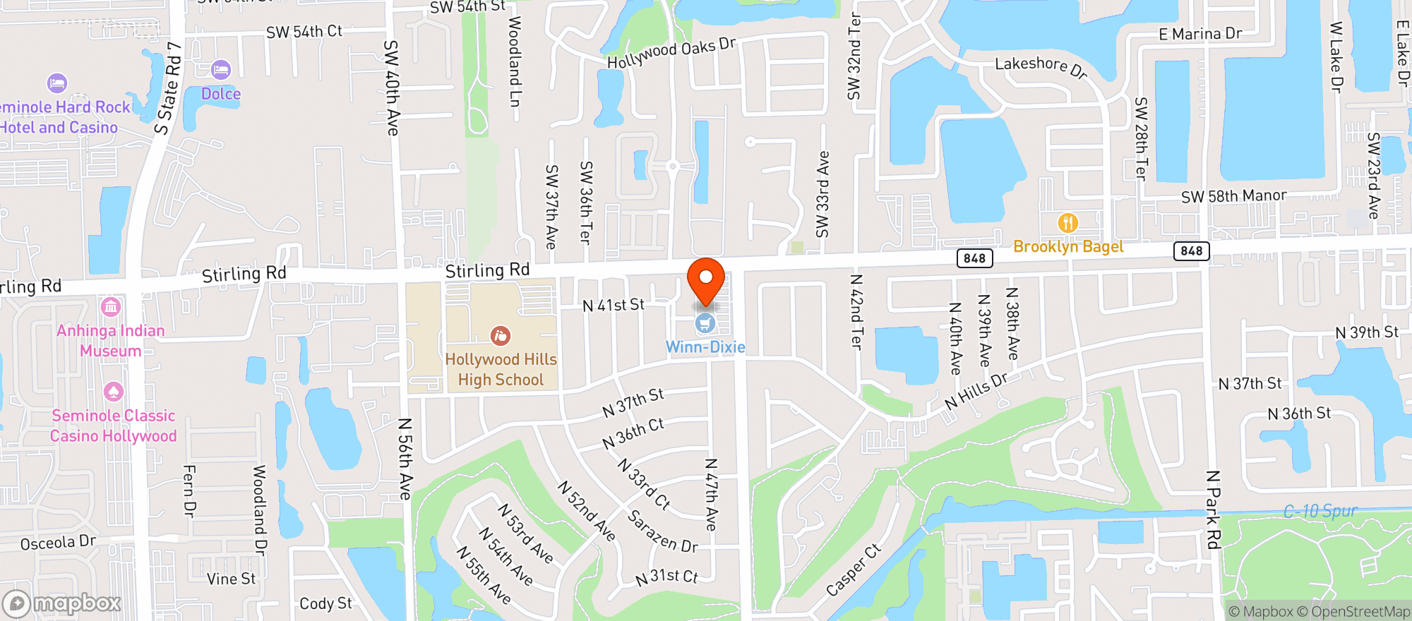 Map showing Winn Dixie Store #336