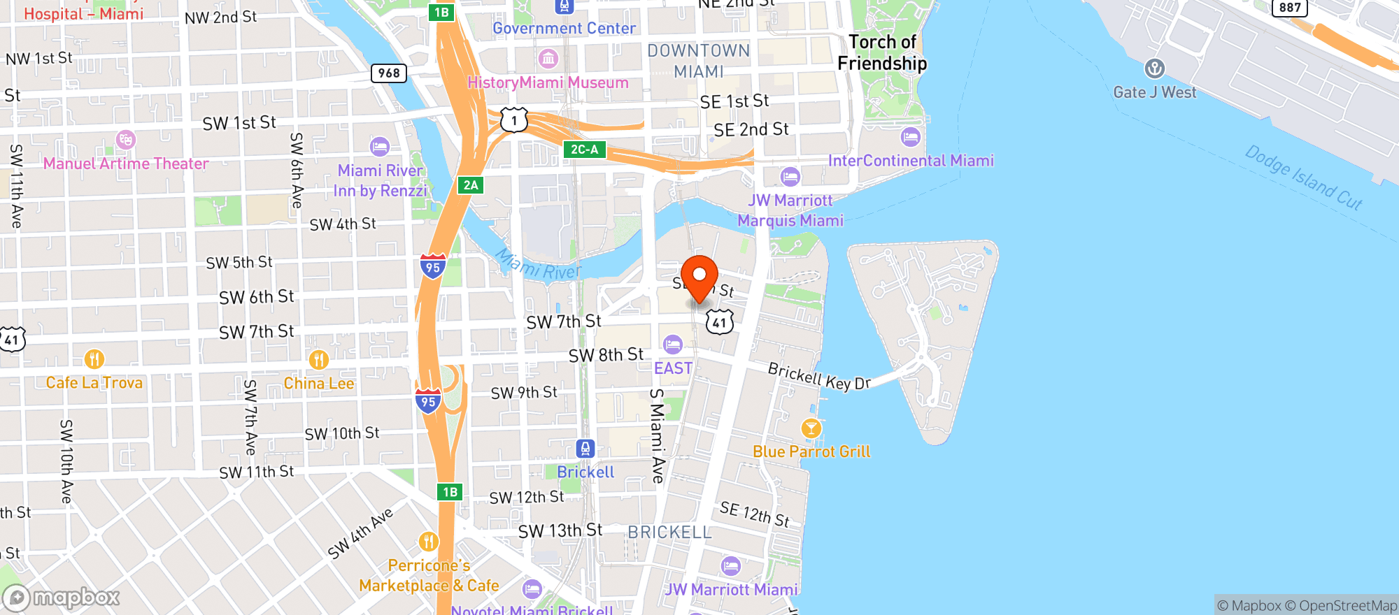 Map showing The River Oyster Bar