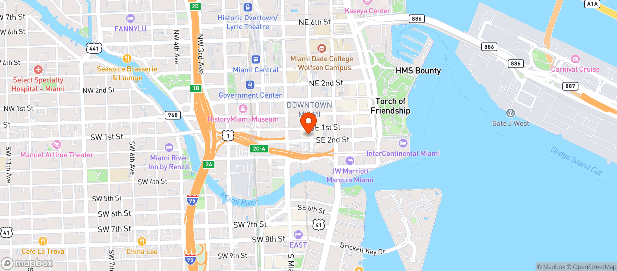 Map showing Alloy Restaurant