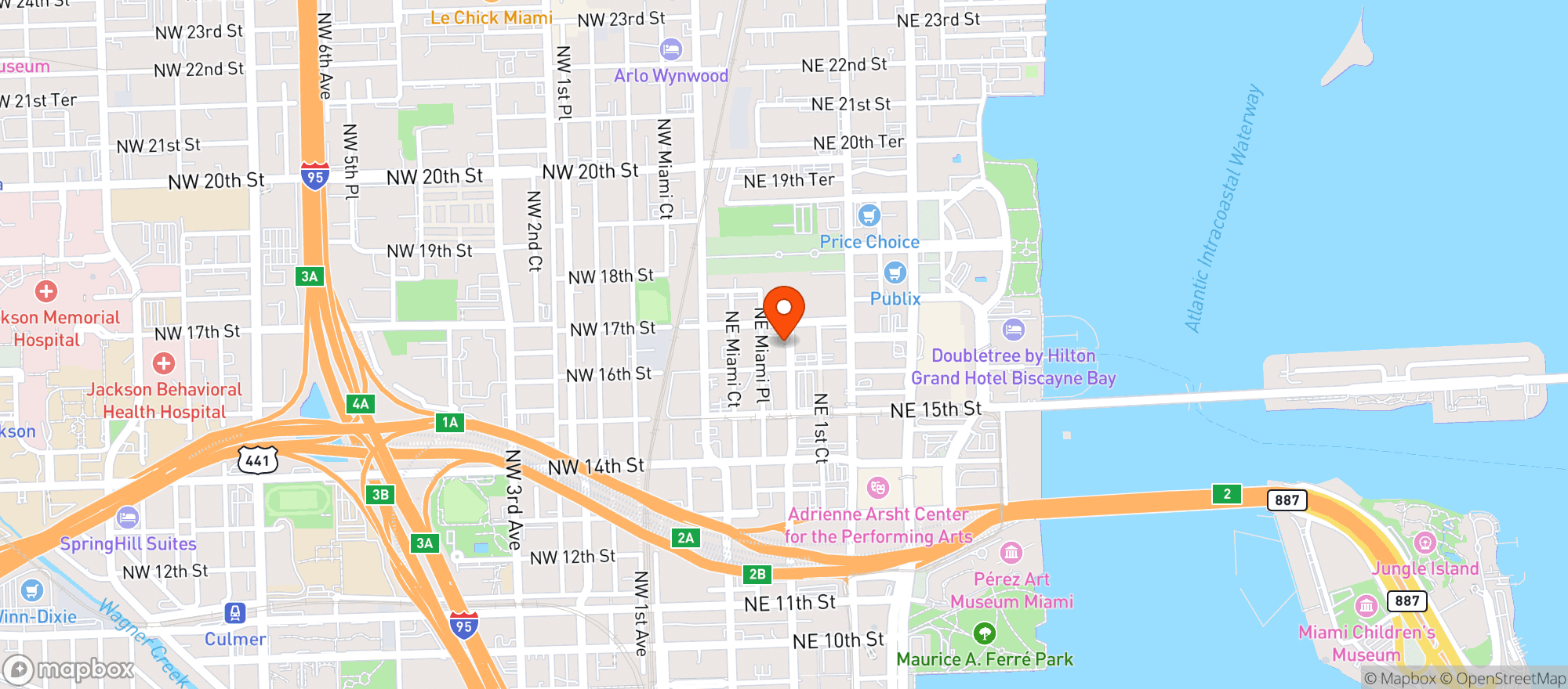 Map showing Esotico Miami