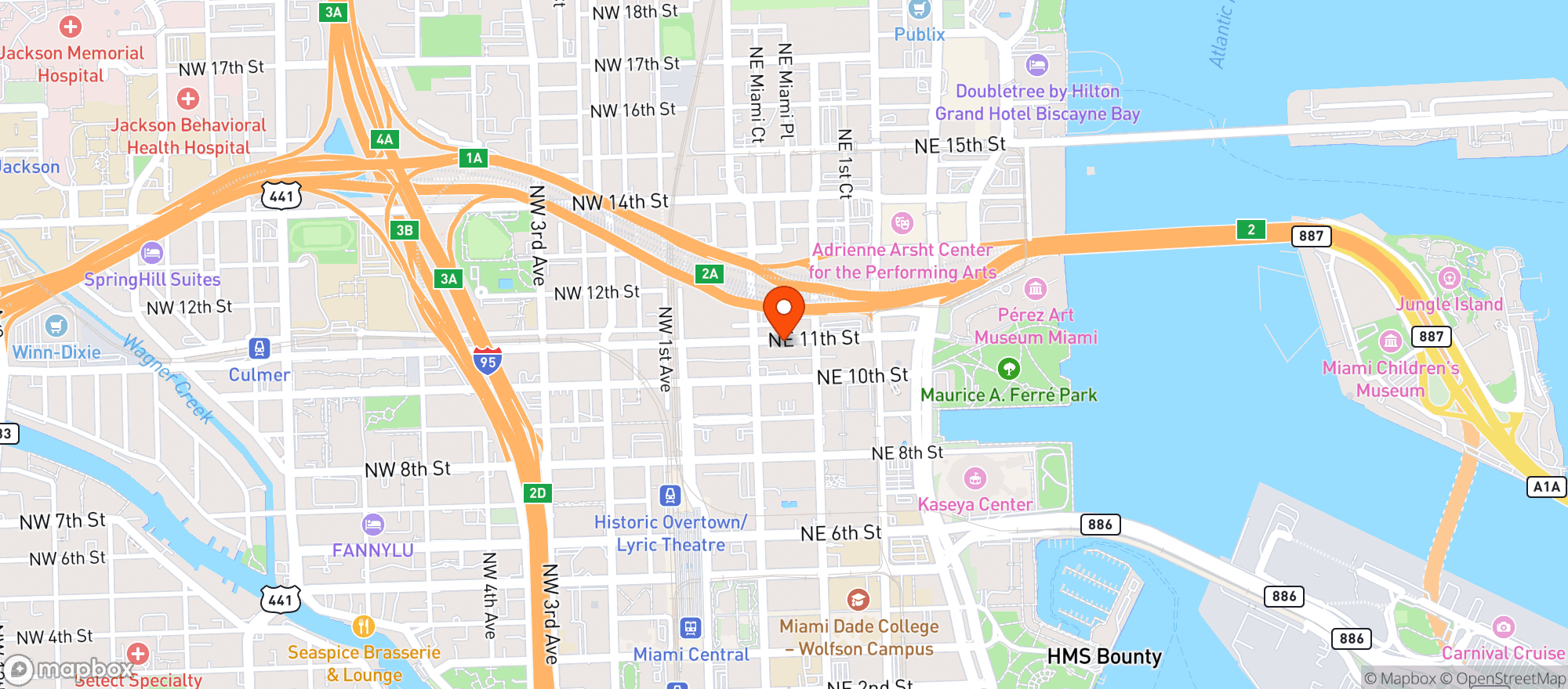 Map showing Space Miami