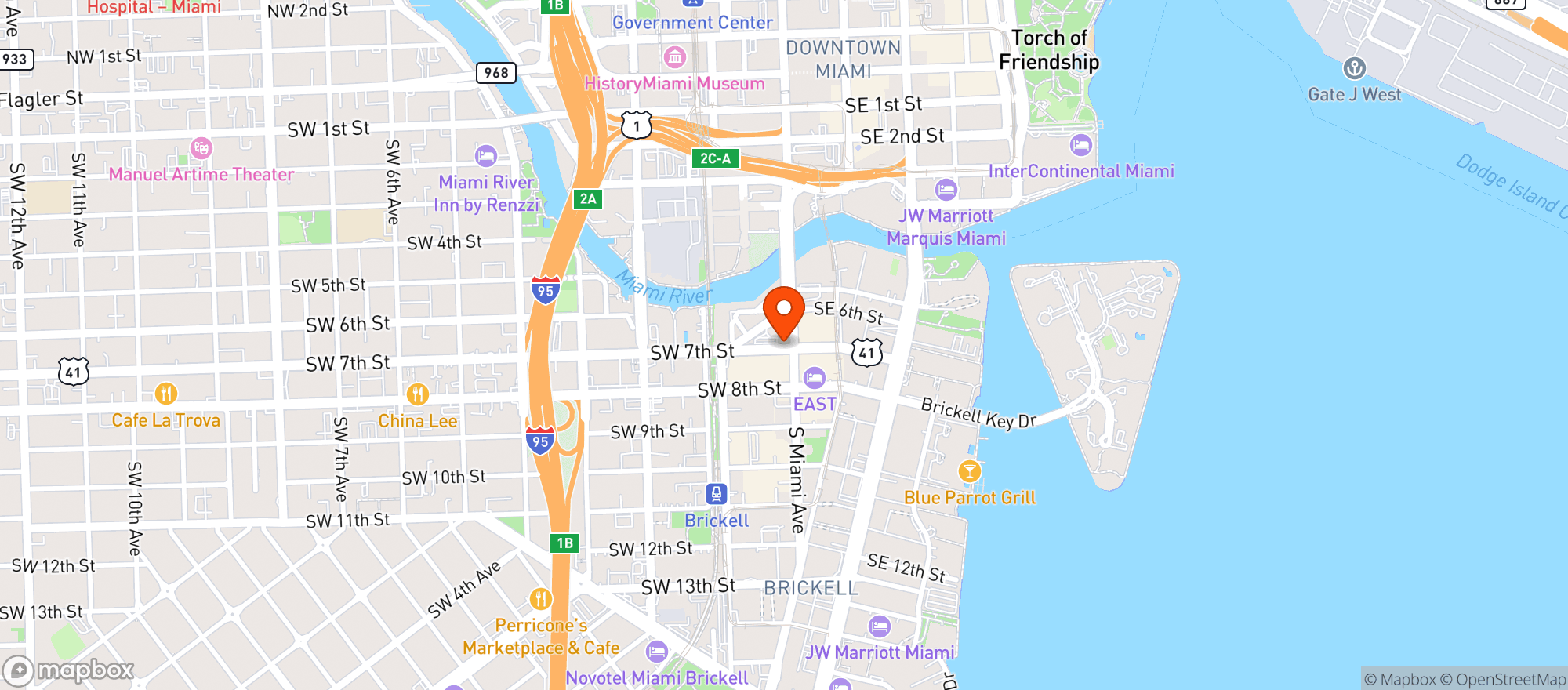 Map showing BRICKELL SMOKE SHOP