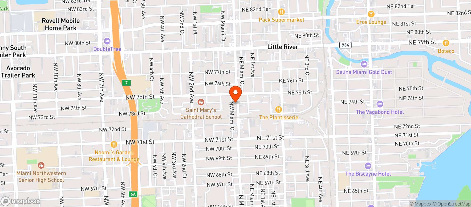 Map showing Sunny's