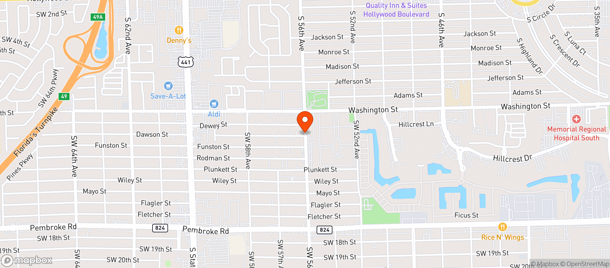 Map showing Kwik Stop