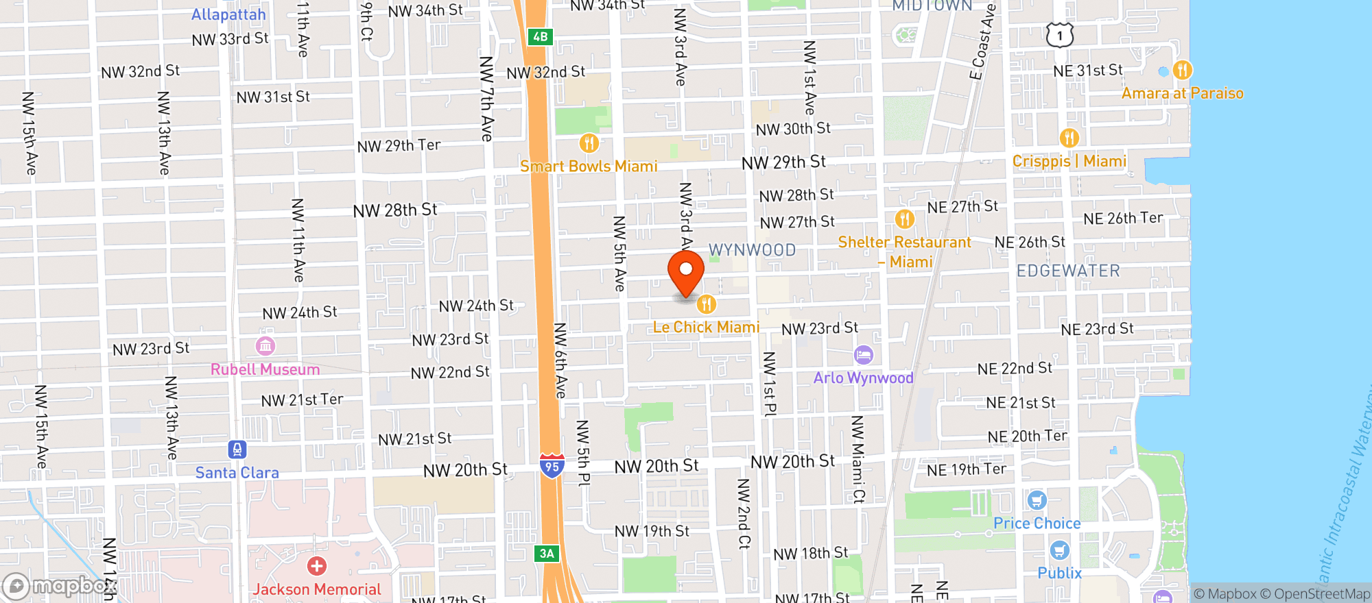 Map showing Willys Neighborhood Bar