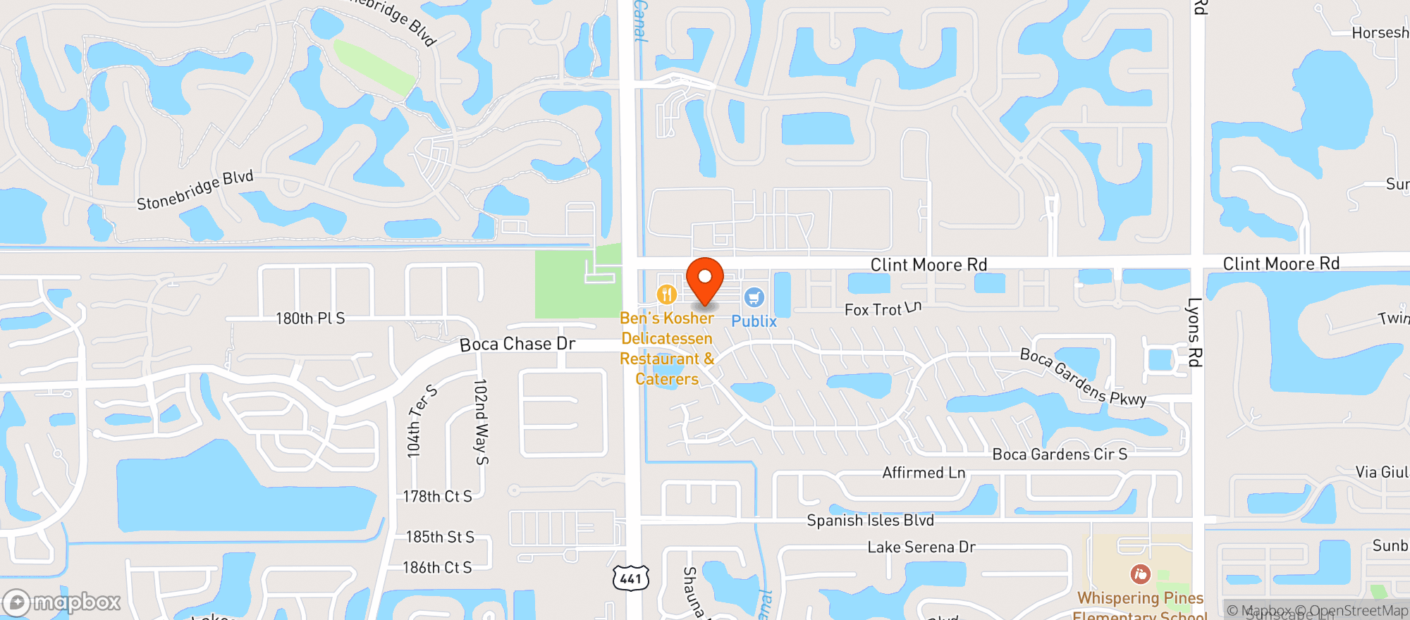 Map showing Star Wine & Spirits - Boca Clint Moore