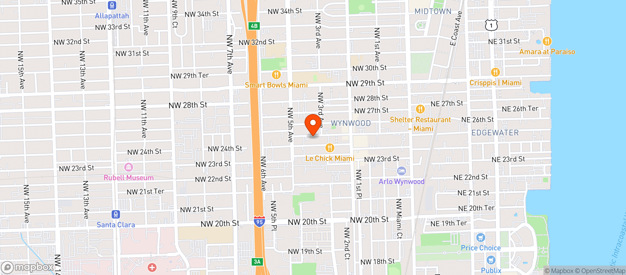 Map showing Rosemarys Miami