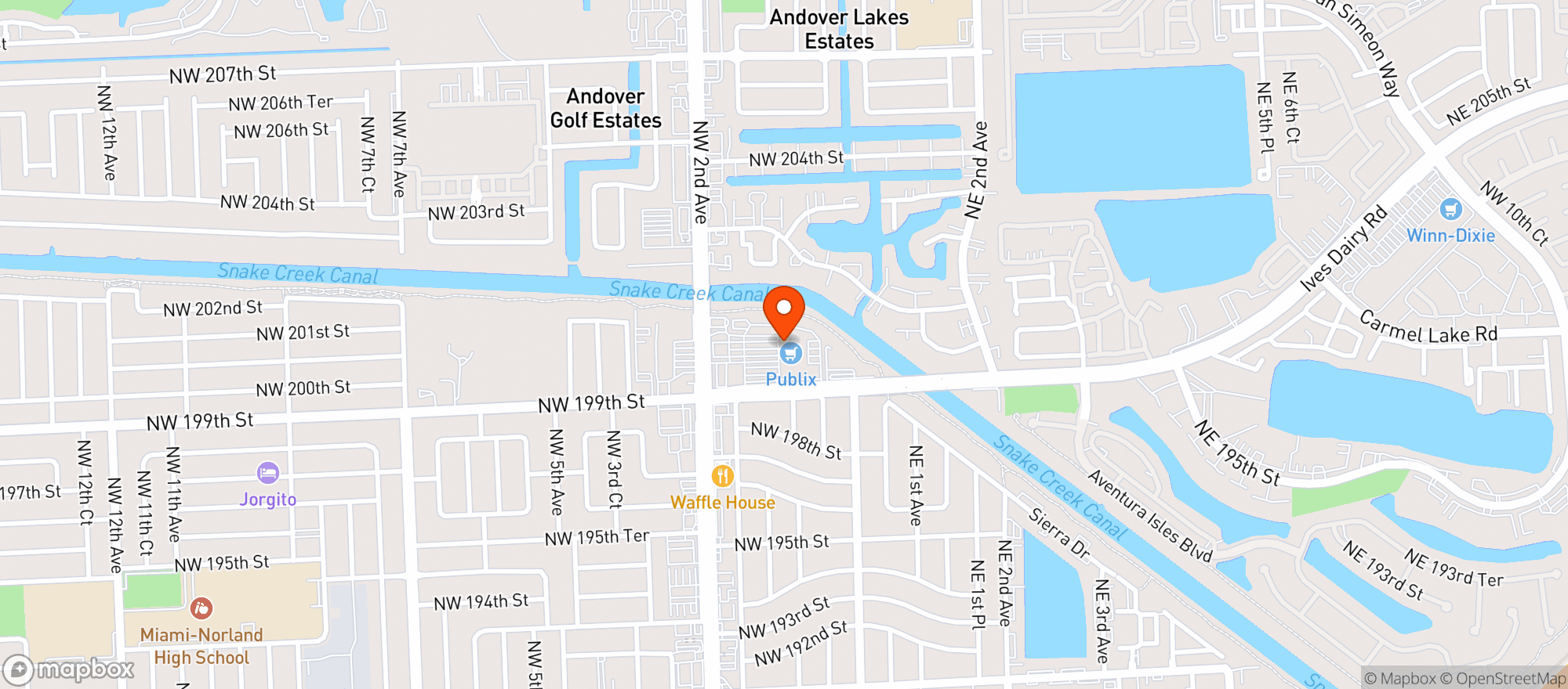 Map showing Publix Super Market #629