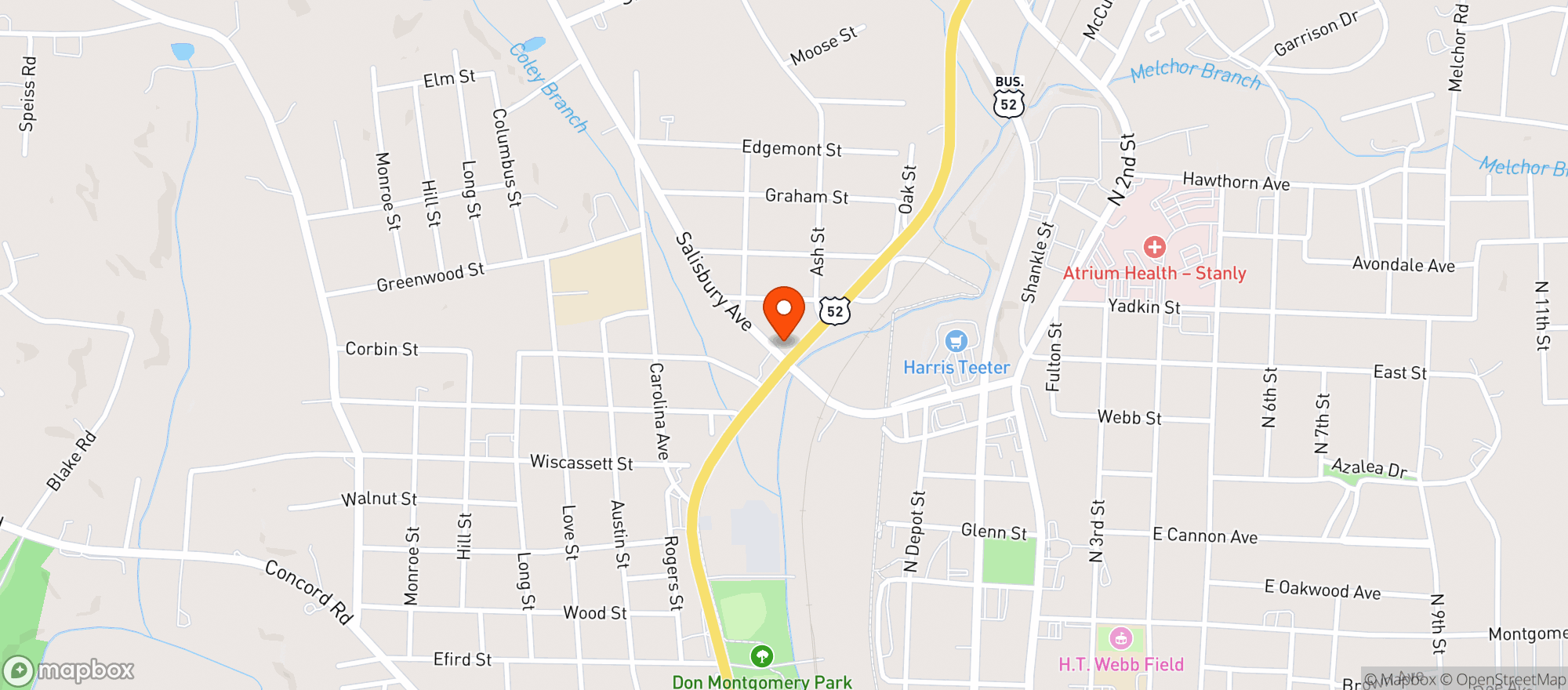 Map showing Albemarle Express Mart (Citgo)