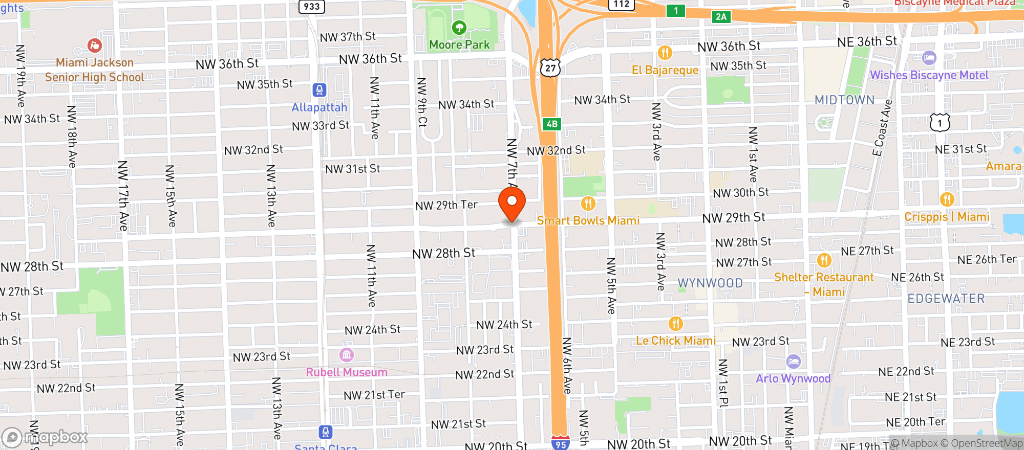 Map showing LAS ROSAS MIAMI