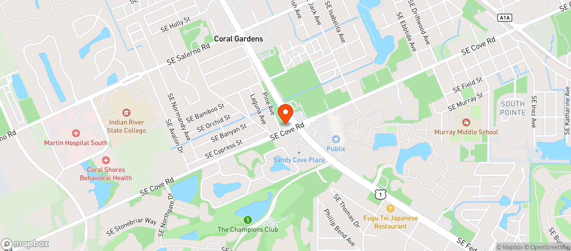 Map showing CIRCLE K (5750 SE FEDERAL HWY #1)