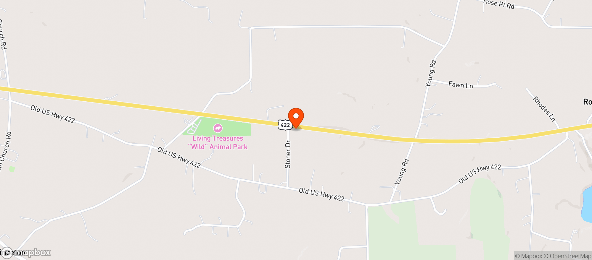 Map showing Ben Franklin Beer Barn