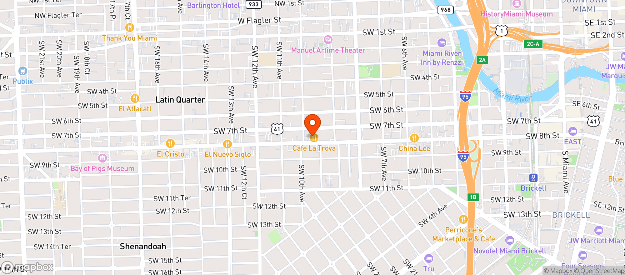 Map showing Cafe La Trova