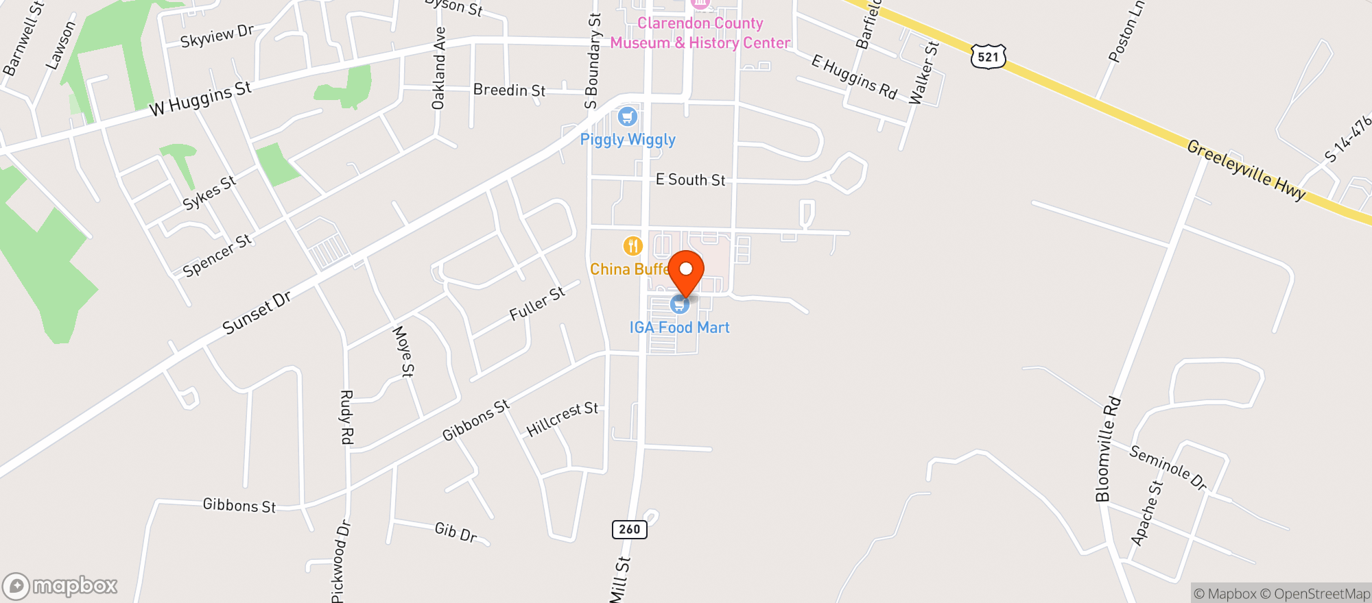 Map showing Manning Iga #641 (Flo)